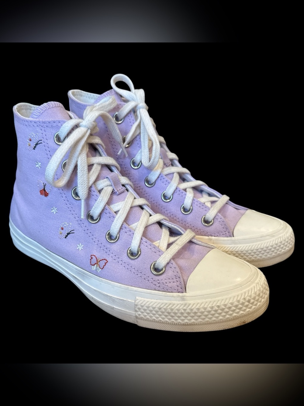 Converse Chuck Taylor All Star Shoes Women 7.5 Hi Top Butterfly Wings Lilac Mist